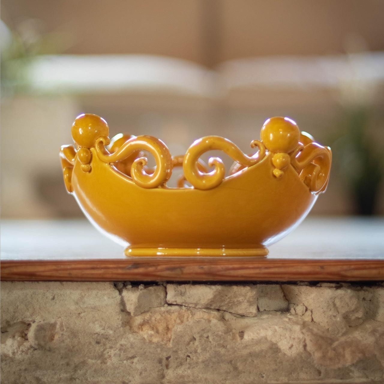 Centrotavola Pallina Senape Ø 25/30 cm - Ceramiche Artistiche Siciliane - Ceramiche di Caltagirone Sofia