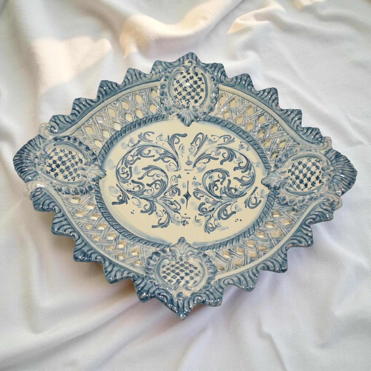 Centrotavola Traforato 42x30 Monocromia Blu - Ceramiche di Caltagirone - Ceramiche di Caltagirone Sofia