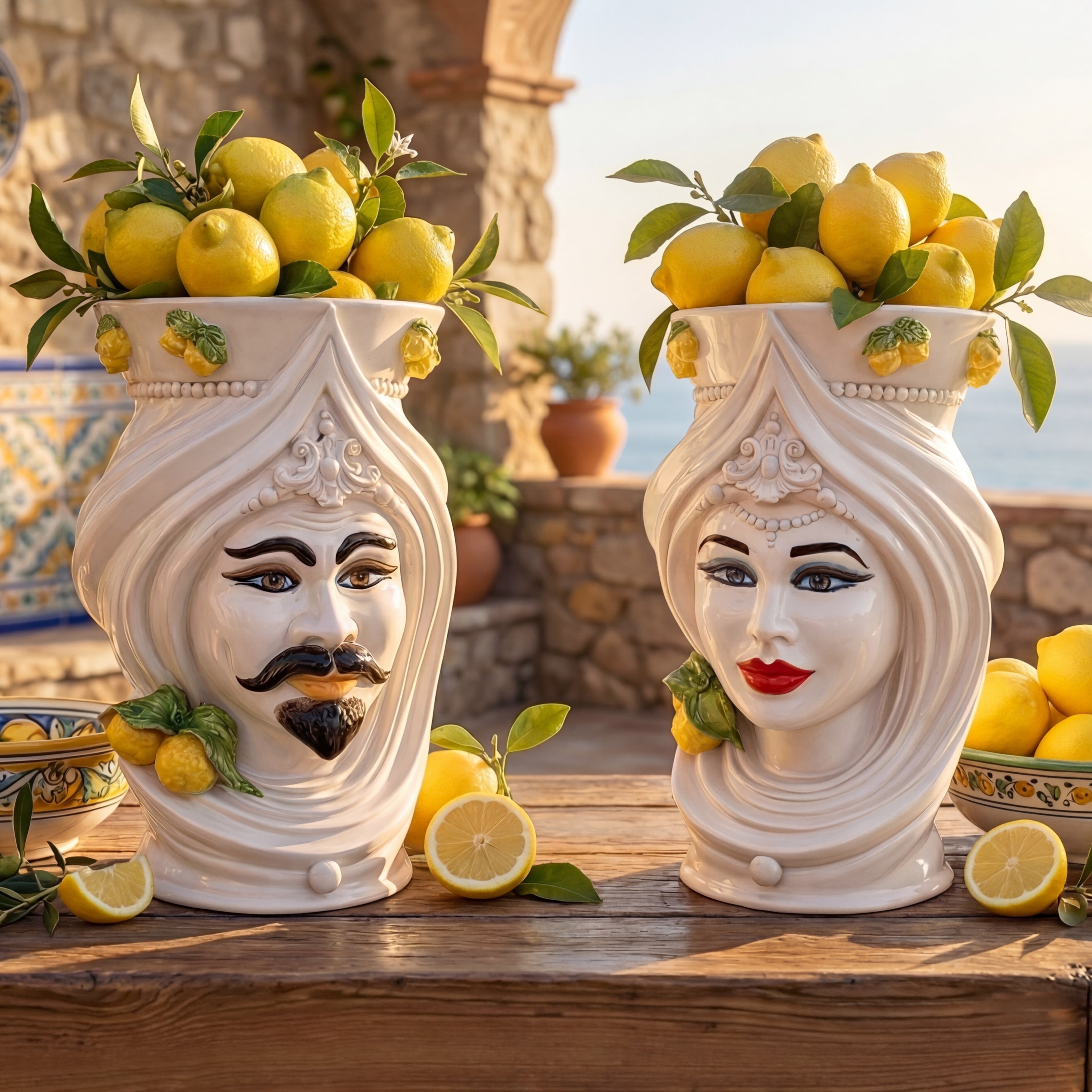 Testa di moro h 45 turbante White and Lemon femmina