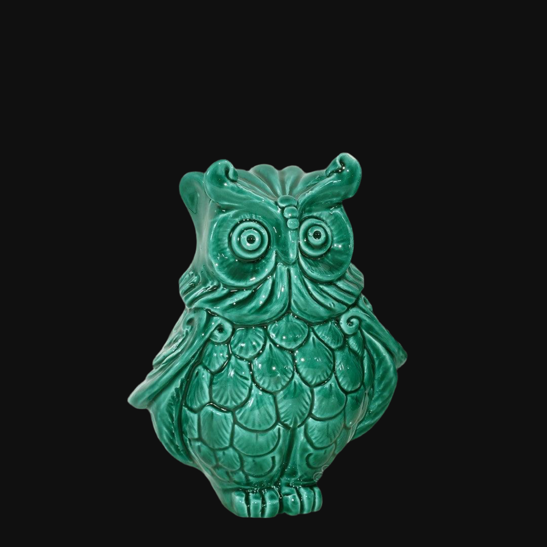 Gufo h 15 verde smeraldo - Animali in ceramica - Ceramiche di Caltagirone Sofia