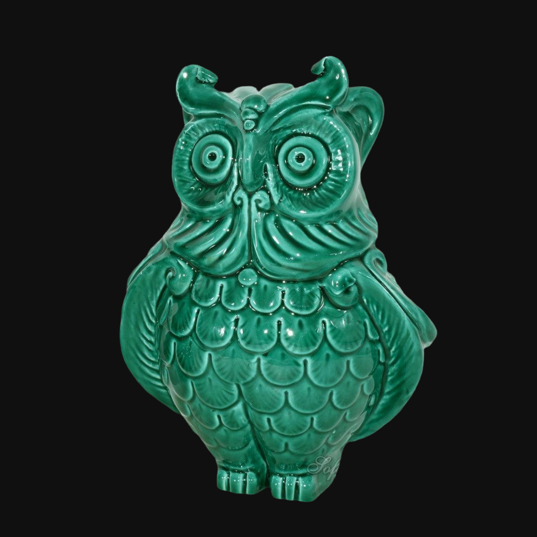 Gufo h 20 Verde Smeraldo - Animali in ceramica - Ceramiche di Caltagirone Sofia