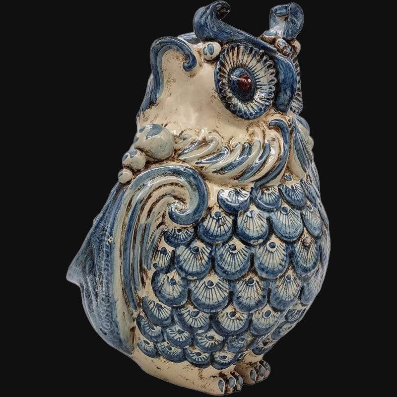Gufo H 30 Monocromia Blu - Animali in Ceramica - Ceramiche di Caltagirone - Ceramiche di Caltagirone Sofia