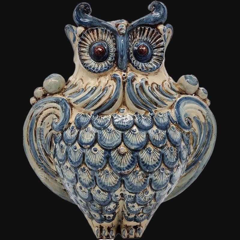 Gufo H 30 Monocromia Blu - Animali in Ceramica - Ceramiche di Caltagirone - Ceramiche di Caltagirone Sofia