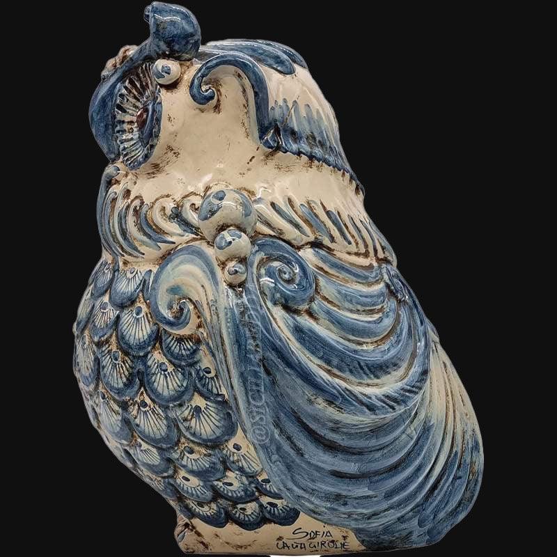 Gufo H 30 Monocromia Blu - Animali in Ceramica - Ceramiche di Caltagirone - Ceramiche di Caltagirone Sofia