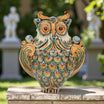 Gufo h 30 verde/arancio - Animali in ceramica - Ceramiche di Caltagirone Sofia