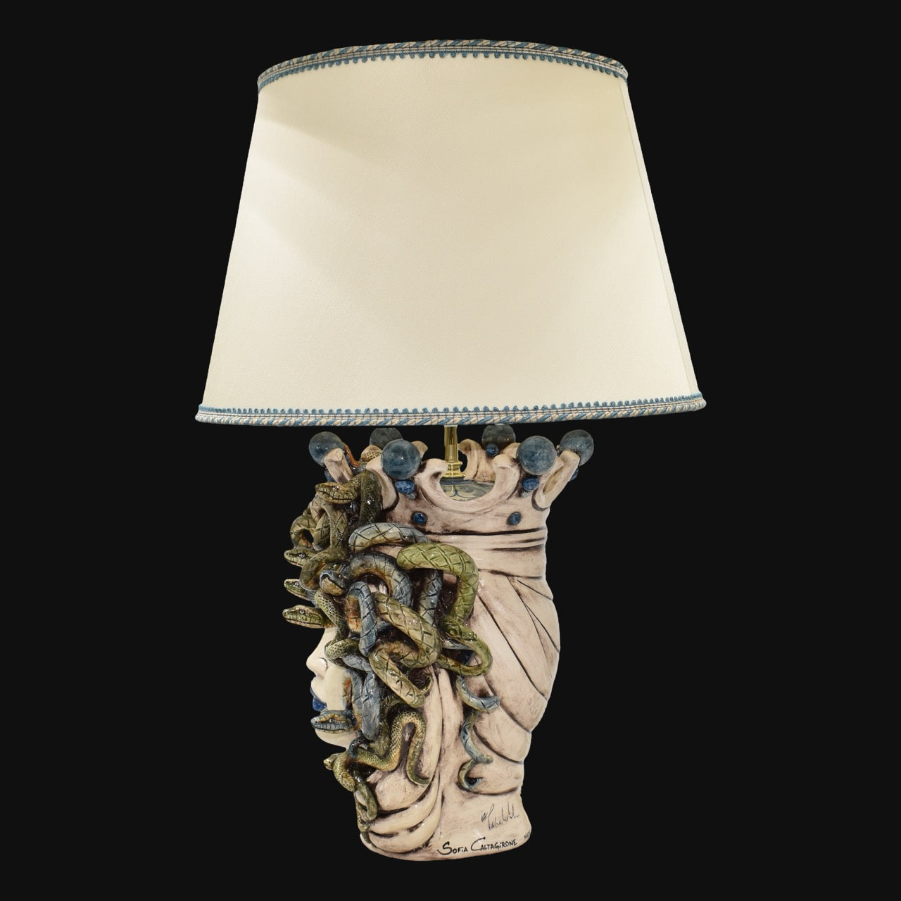 Medusa Head Vase H 65 cm / 25.6", Woman – Testa di Moro from Caltagirone, Sicily
