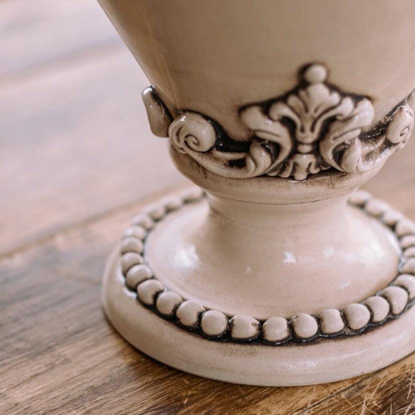 Lume anelli h 30 plastico sofia madreperla antichizzato (h55 c/paralume Ø35) - Ceramiche di Caltagirone Sofia