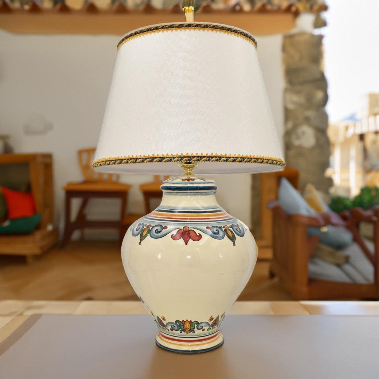 Lume boccia h 35 decoro sicily (h60 c/paralume Ø40) - Ceramiche di Caltagirone Sofia