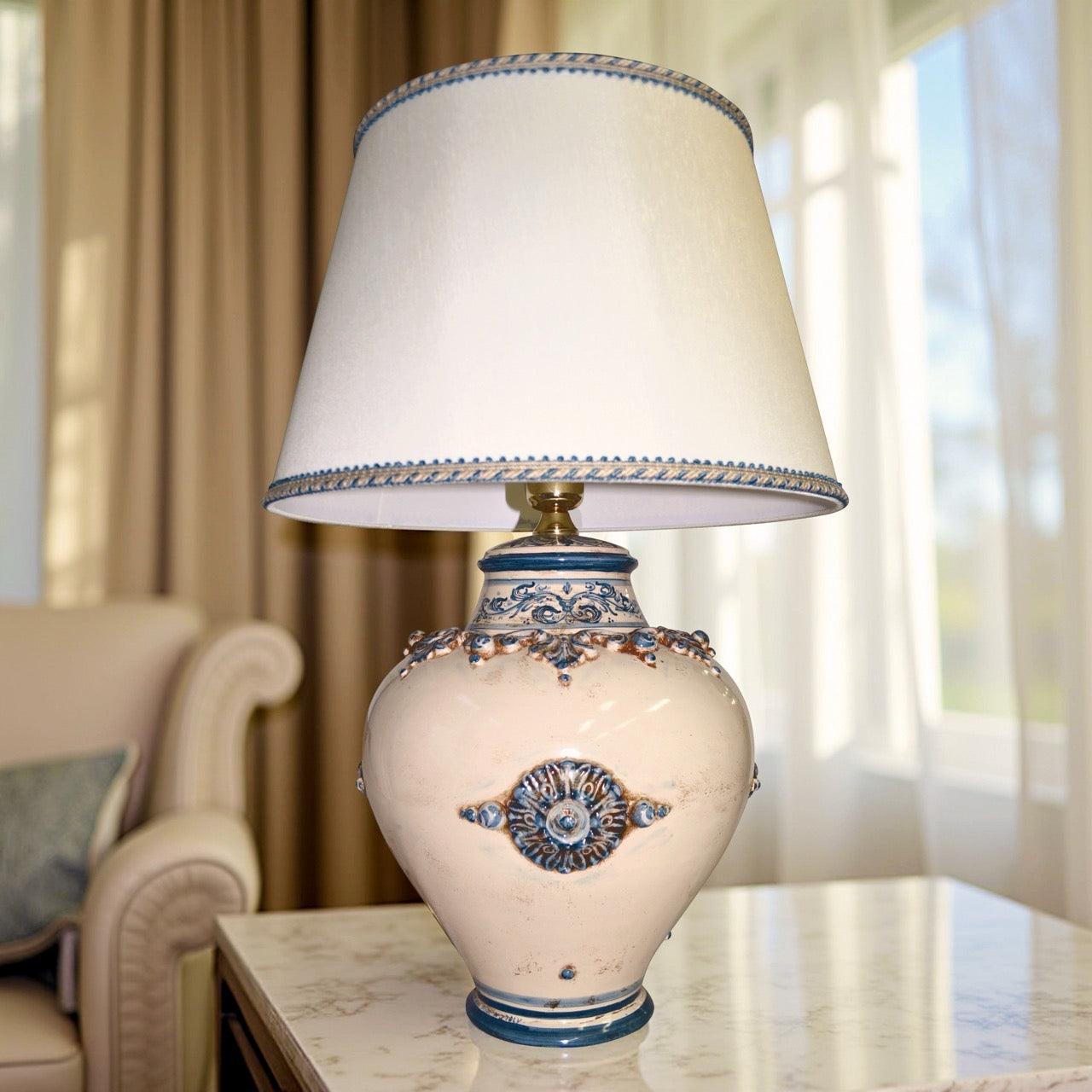 Lume boccia h40/h60 cm in mono blu - Ceramiche artistiche Sofia - Ceramiche di Caltagirone Sofia