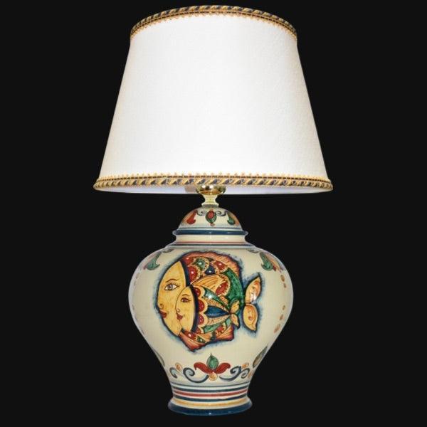 Lume Potiche h 35 decoro pesci (h65 c/paralume Ø35) - Ceramiche di Caltagirone Sofia