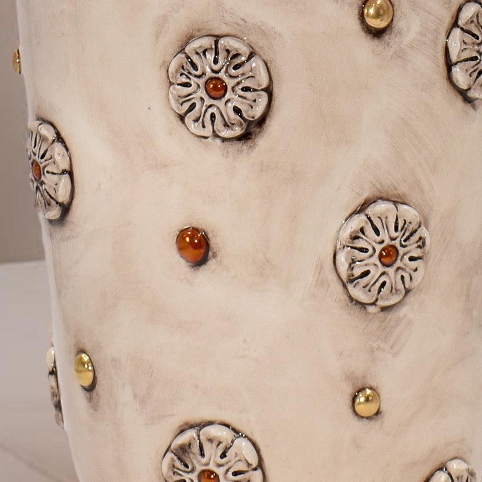 Lume rosone h 40 madreperla antichizzato oro lustri (h70 c/paralume Ø45) - Ceramiche di Caltagirone Sofia