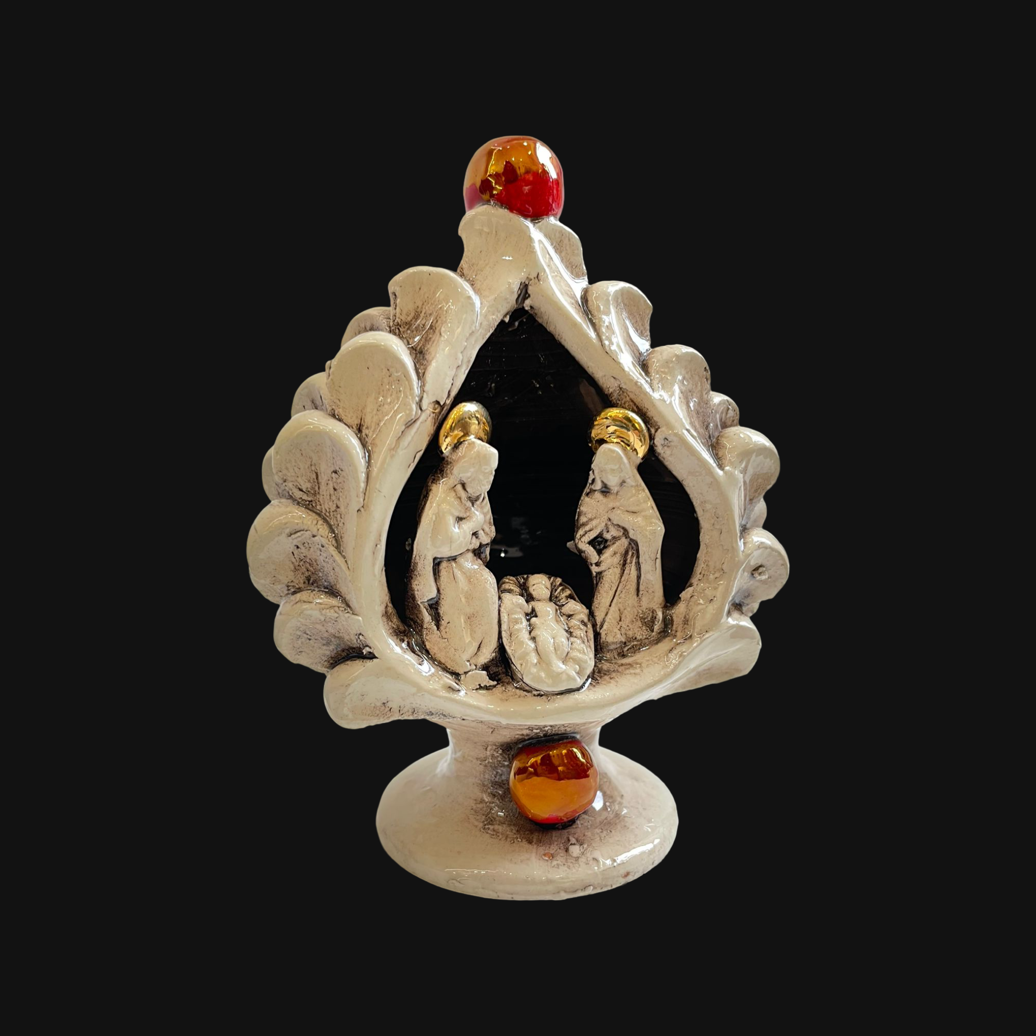 Natività a pigna h 12 Madreperla Antichizzato - Ceramiche di Caltagirone Sofia