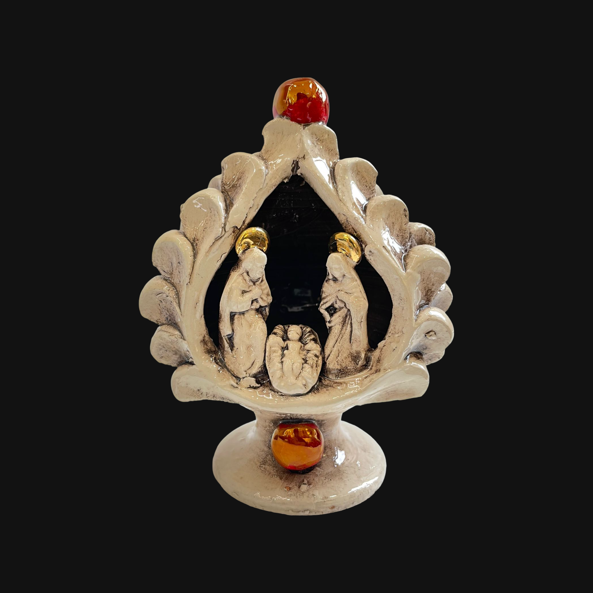 Natività a pigna h 12 Madreperla Antichizzato - Ceramiche di Caltagirone Sofia