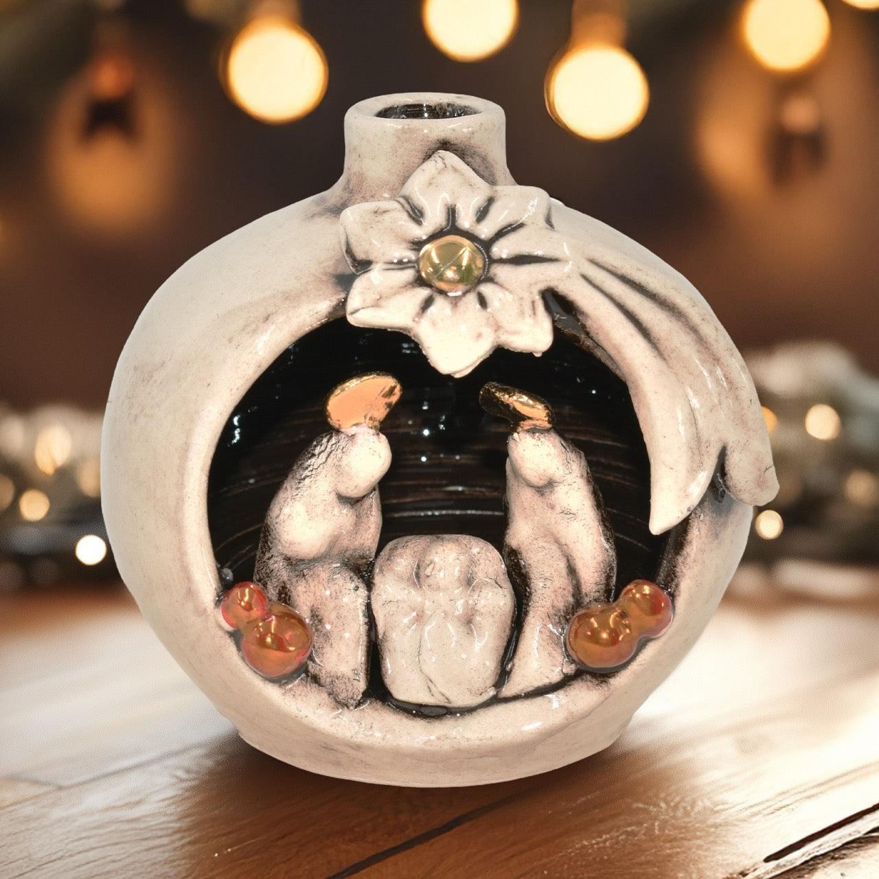 Natività mini pallina h 10 Madreperla Oro e Lustri - Ceramiche di Caltagirone Sofia