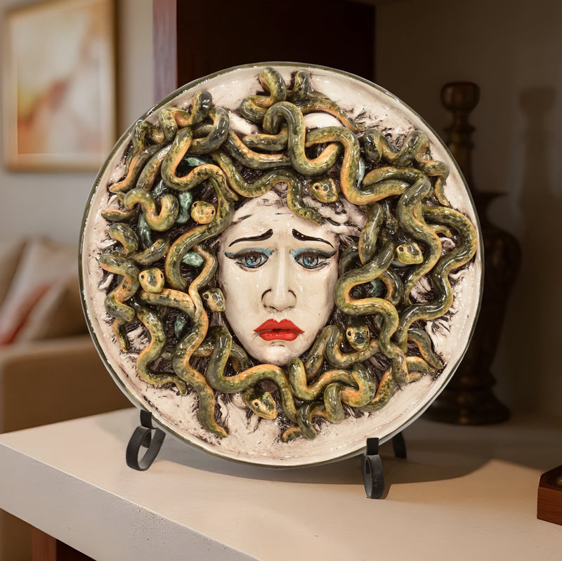 Ø 45 antique mother-of-pearl jellyfish ceramic plate