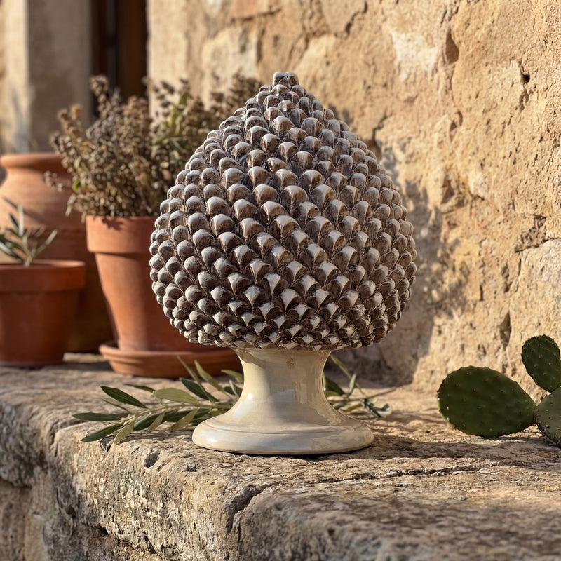 Caltagirone Artisan Pine Cone — Antique Mother of Pearl | Ceramica Caltagirone
