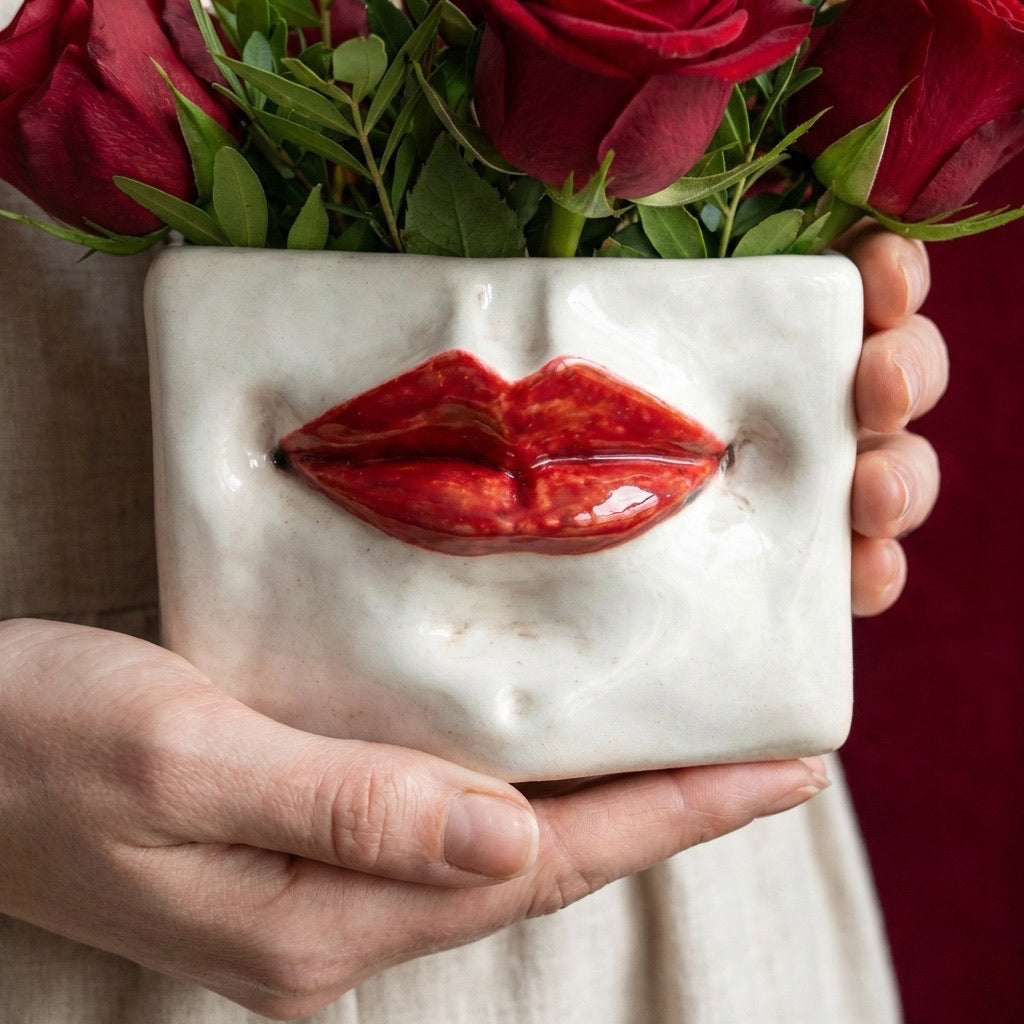 Scatola con espressione in Ceramica Madreperla Antichizzata con Dettagli Oro - Artigianale