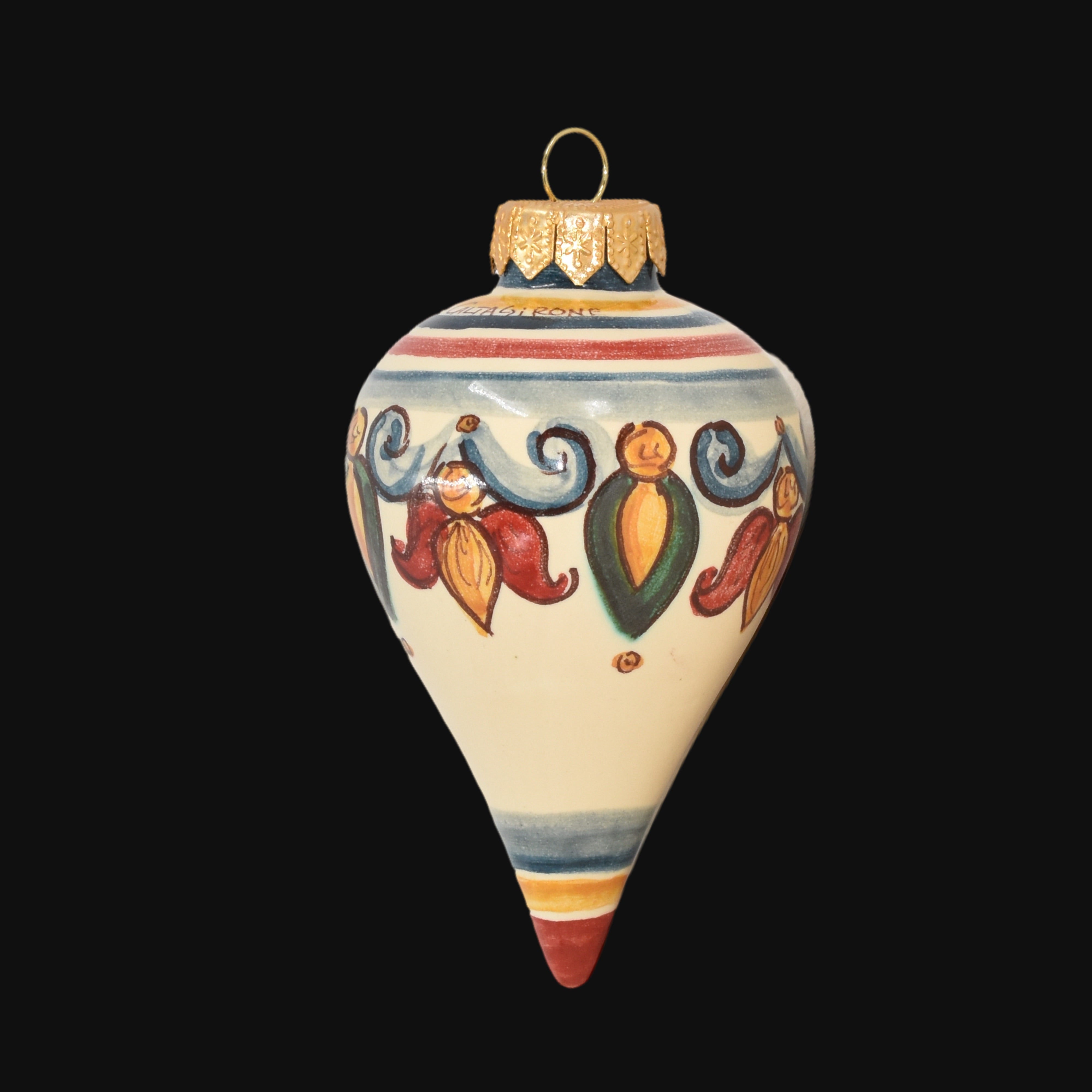 Set da 2 Palline natalizie a Goccia diam. 6 cm Decoro Sicily - Ceramiche di Caltagirone Sofia