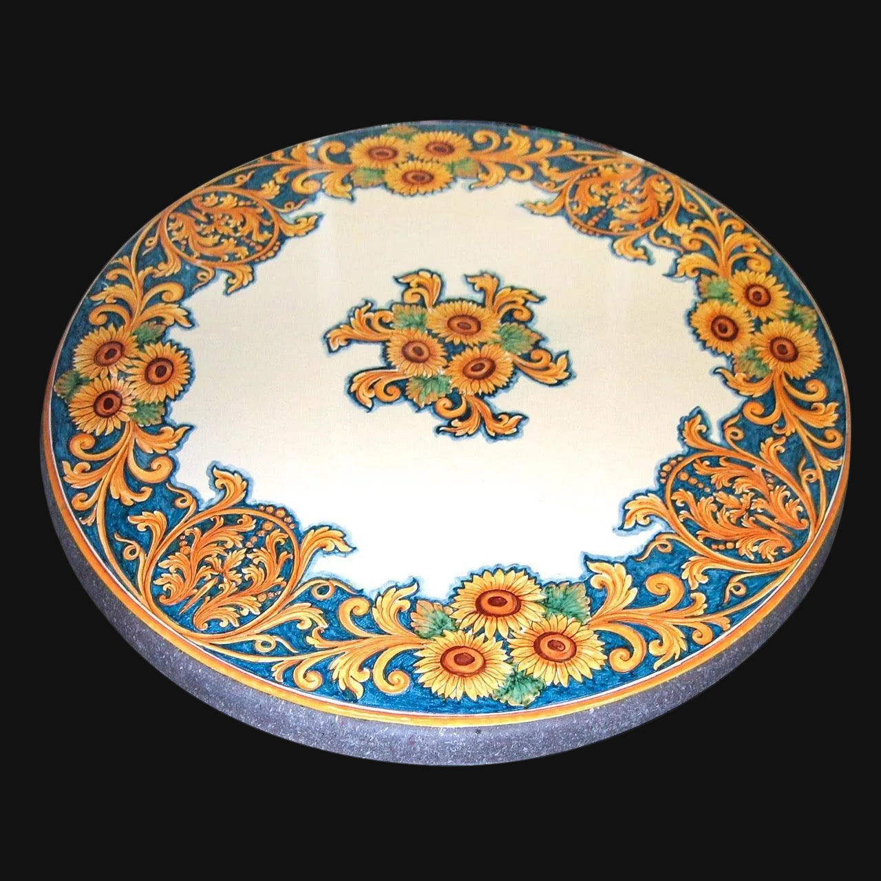 Tavolo in Pietra Lavica con Decoro Girasoli - Ceramiche di Caltagirone Sofia