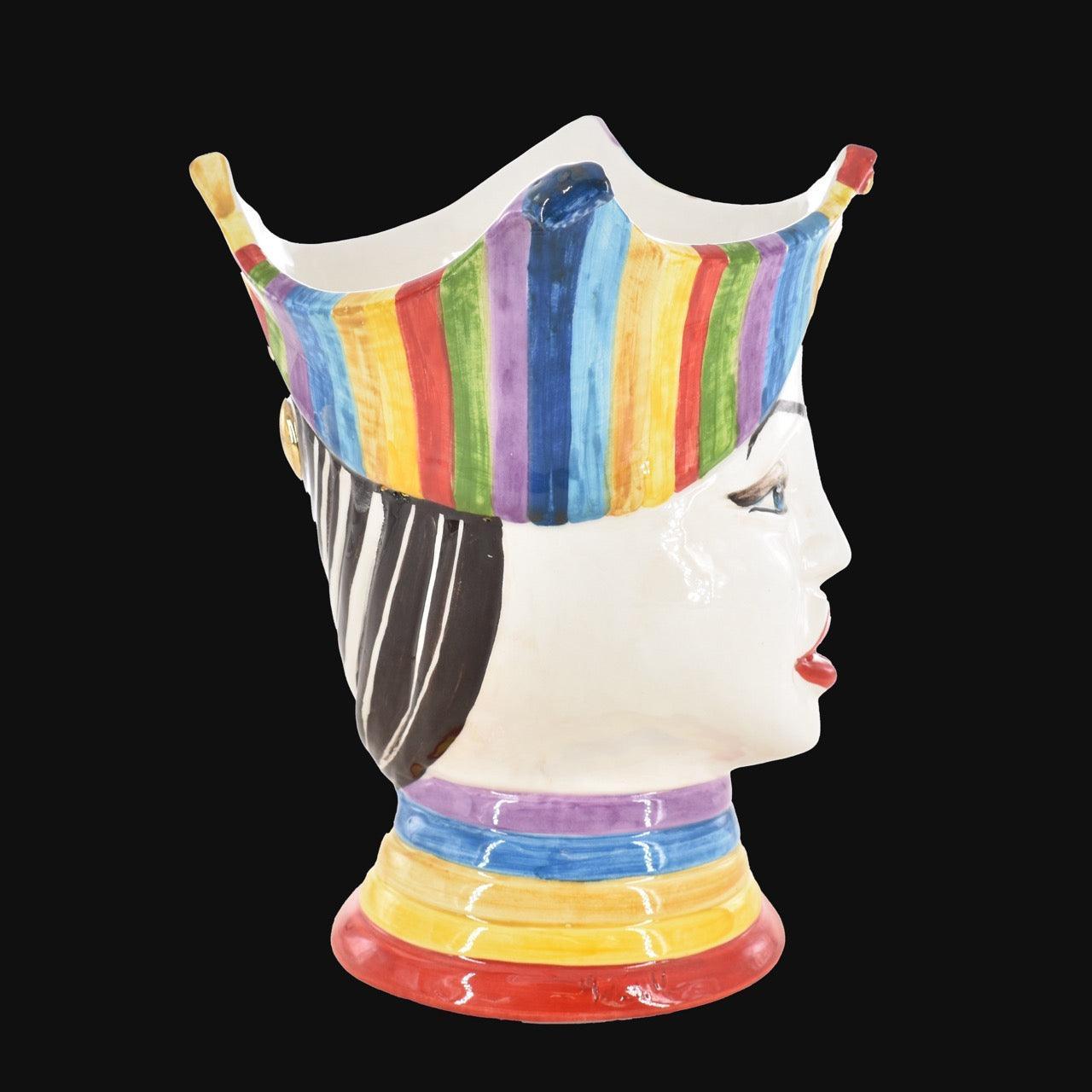 Testa di Moro "Aisha" 25 cm White and Color - Viso di Donna in Ceramica Siciliana - Ceramiche di Caltagirone Sofia