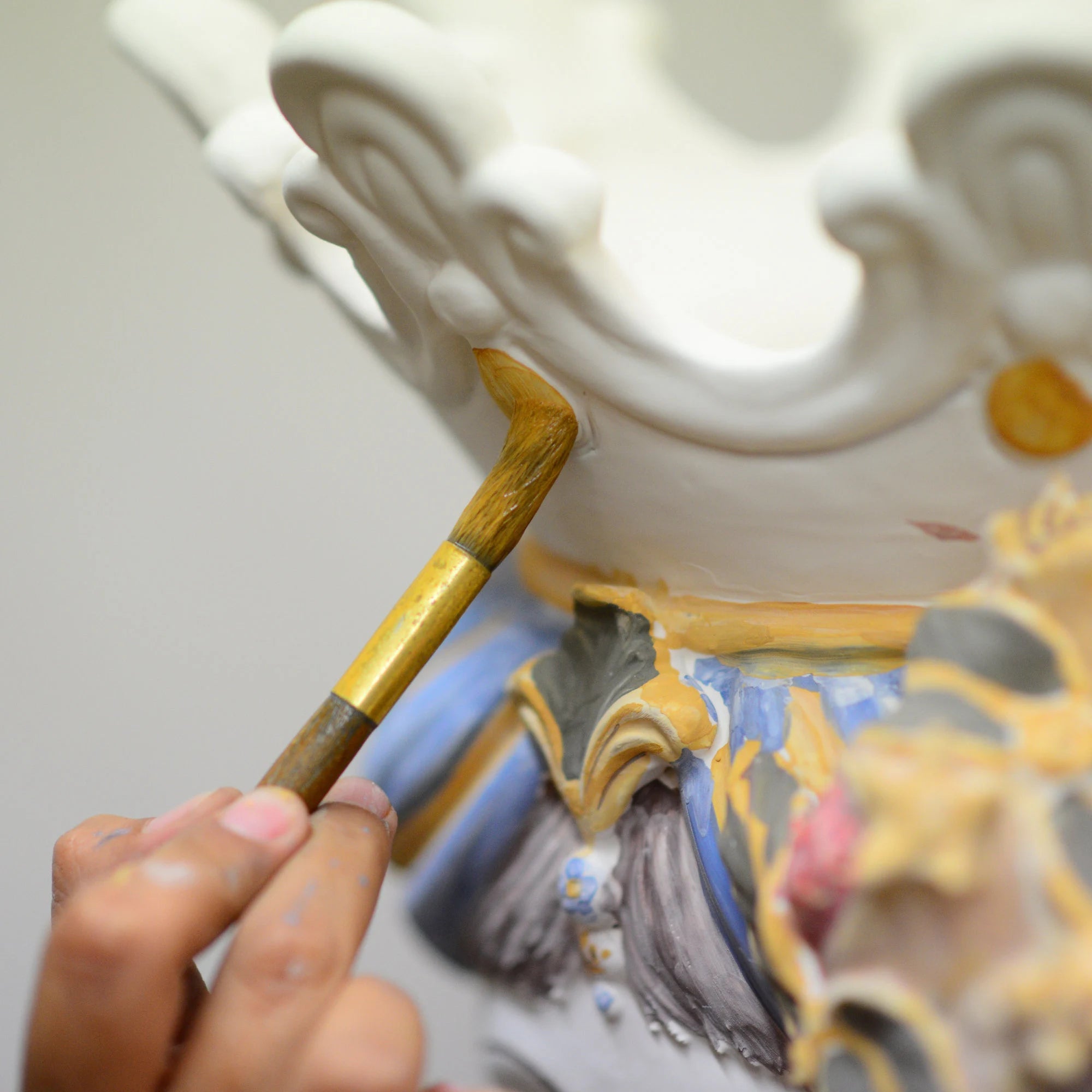 Testa di moro h 40 melograni blu e arancio femmina - Ceramiche di Caltagirone Sofia