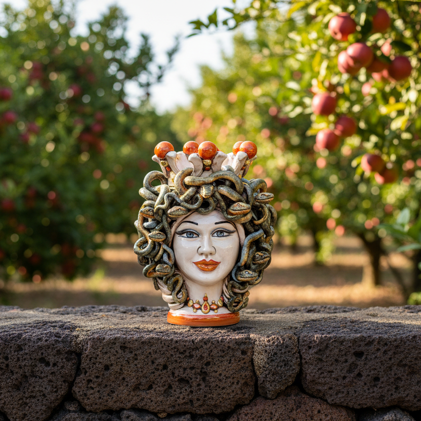 Head h 25 turban jellyfish mother of pearl antique gold and lustres with gold lips expression