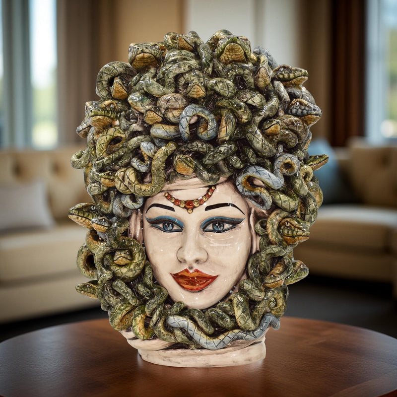 Medusa head h 48 mother of pearl antique gold and lustre