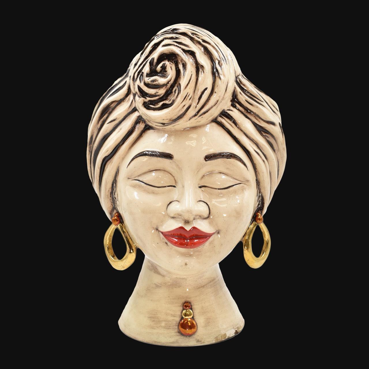 Testa sognia h 40 madreperla antichizzato oro lustri femmina viso lucido - Ceramiche di Caltagirone Sofia