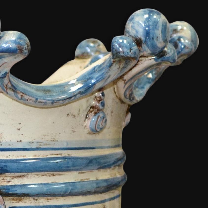 Torre portaombrelli c/greca rilievo cavaliere h 50 mono blu in serie limitata - Ceramiche di Caltagirone Sofia