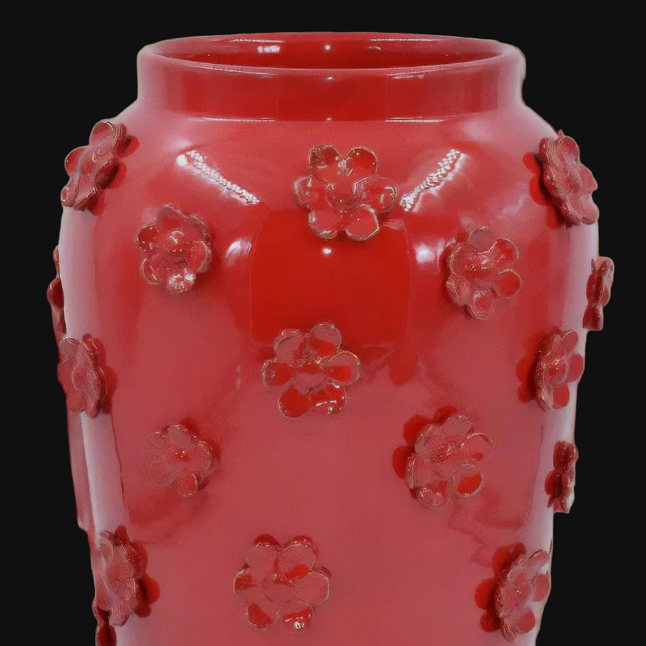 Vaso boccia con fiori Linea Rosso Fuoco - Ceramiche di Caltagirone Sofia