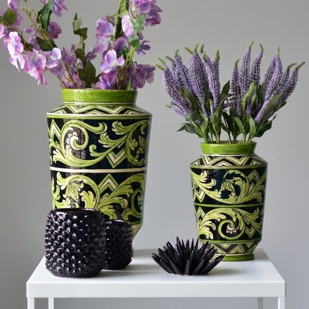 Italian Ceramic Vase, Linea Parigi – Sicilian majolica handcrafted in Caltagirone