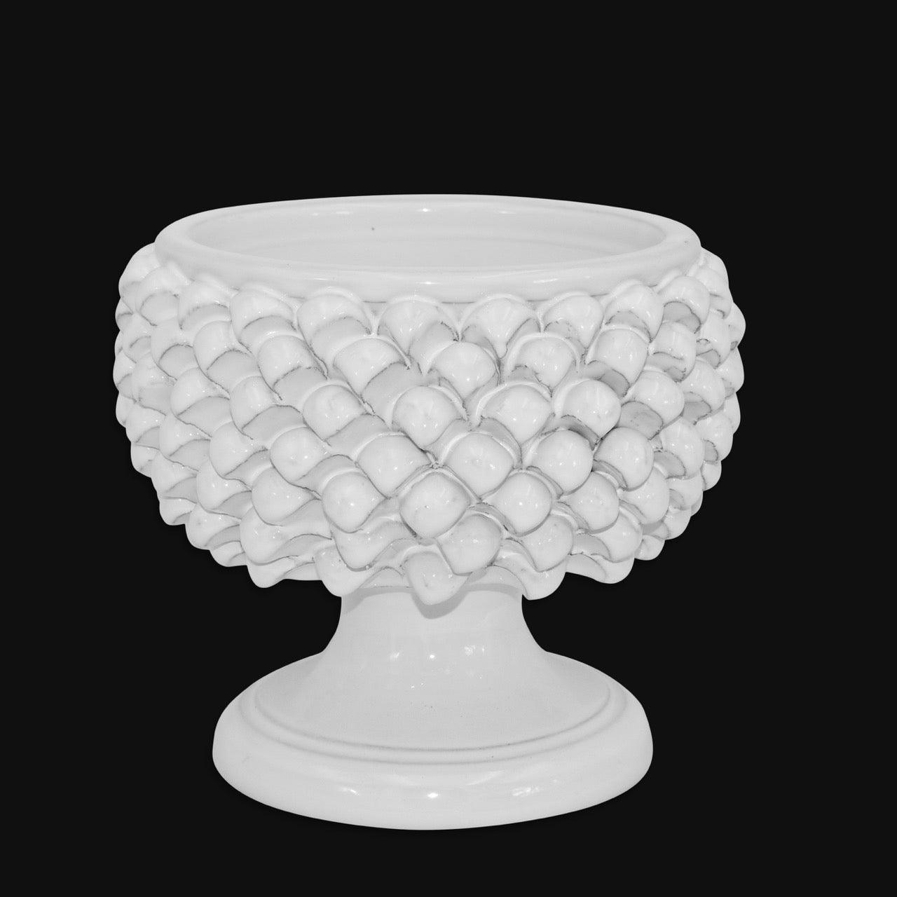 Vaso mezza pigna white line in ceramica di Caltagirone - Ceramiche di Caltagirone Sofia
