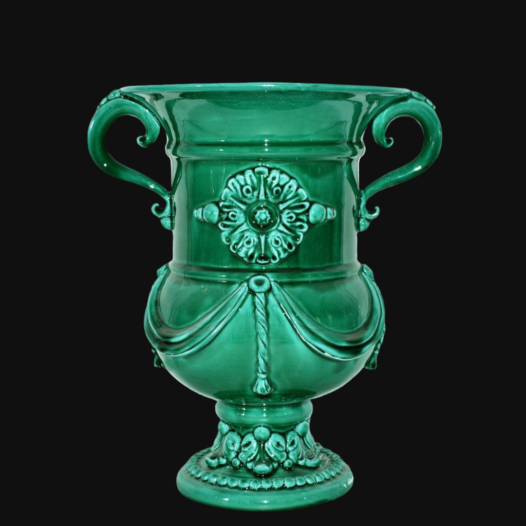 Vaso monumentale h 31 verde smeraldo - Ceramiche di Caltagirone Sofia