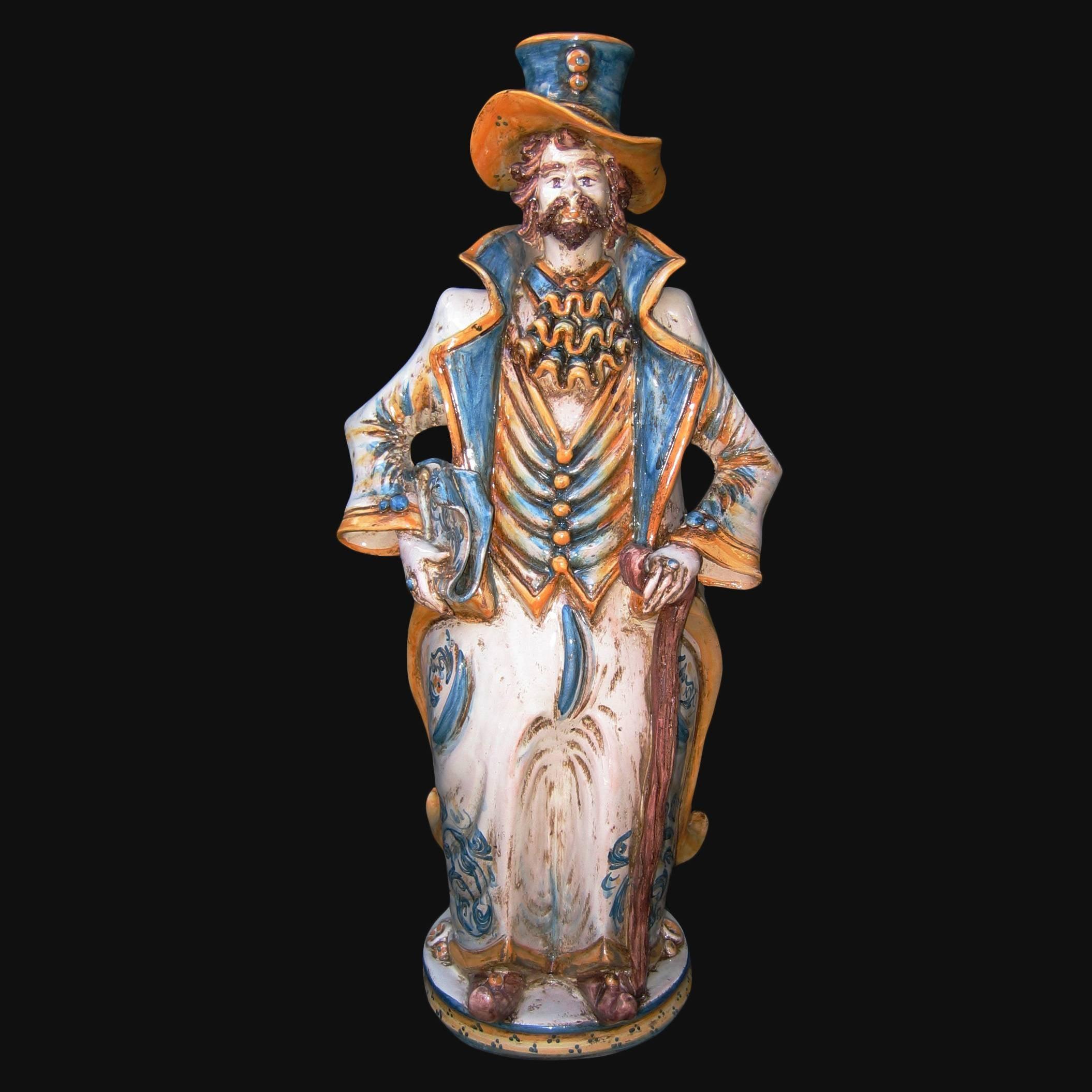 Lumiera grande uomo h 40 in blu arancio - Modellate a mano - Ceramiche di Caltagirone Sofia