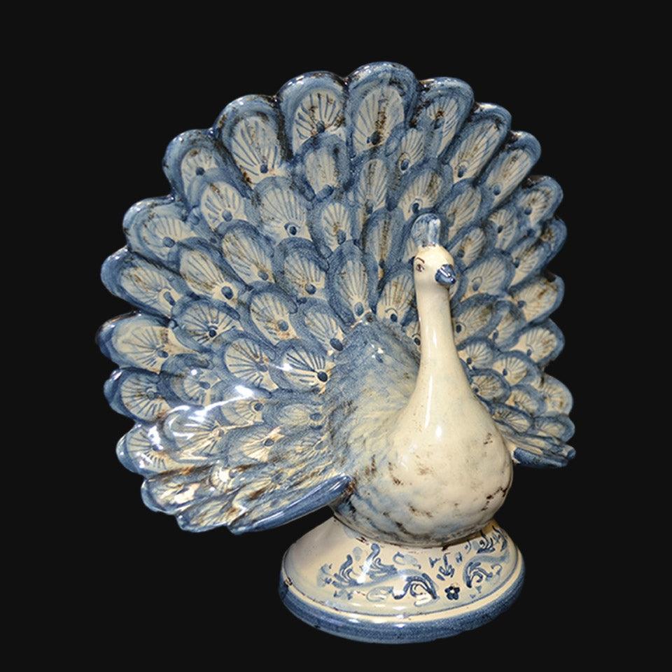 Pavone in ceramica mono blu - Ceramiche di Caltagirone Sofia - Ceramiche di Caltagirone Sofia