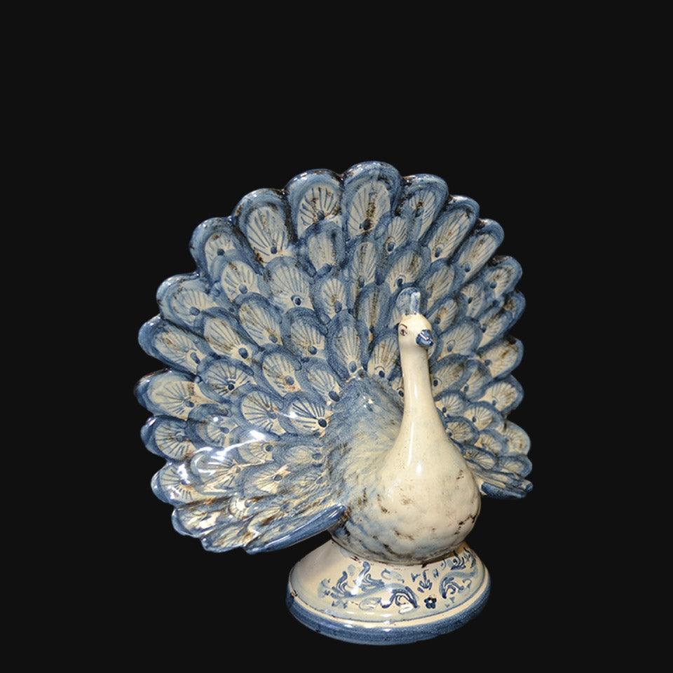 Pavone in ceramica mono blu - Ceramiche di Caltagirone Sofia - Ceramiche di Caltagirone Sofia
