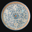 Piatto ornamentale in s. d'arte blu e arancio in ceramica artistica di Caltagirone - Ceramiche di Caltagirone Sofia