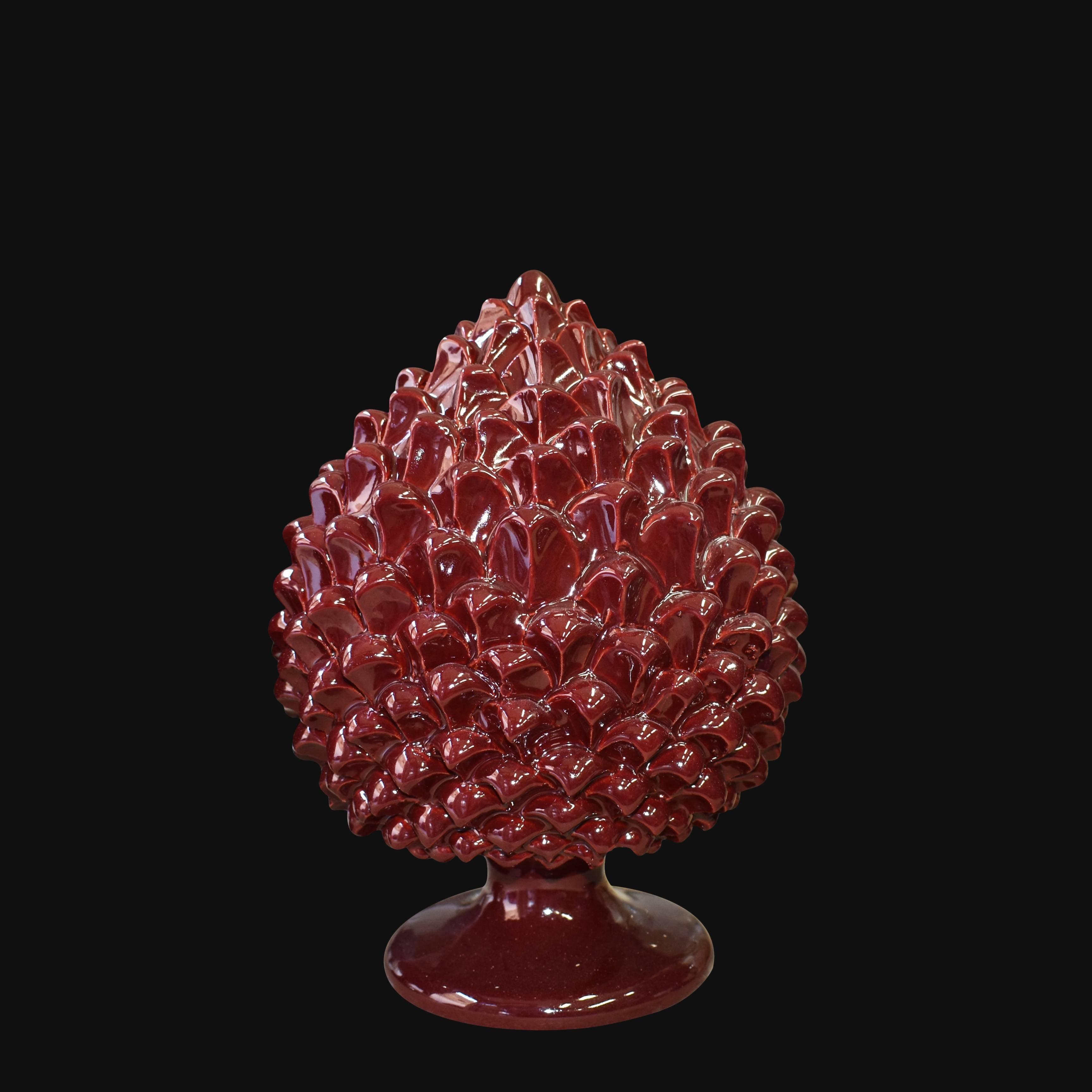 Pigna artigianale di Caltagirone modellata a mano altezza 15/40 cm Bordeaux integrale - Ceramiche di Caltagirone Sofia