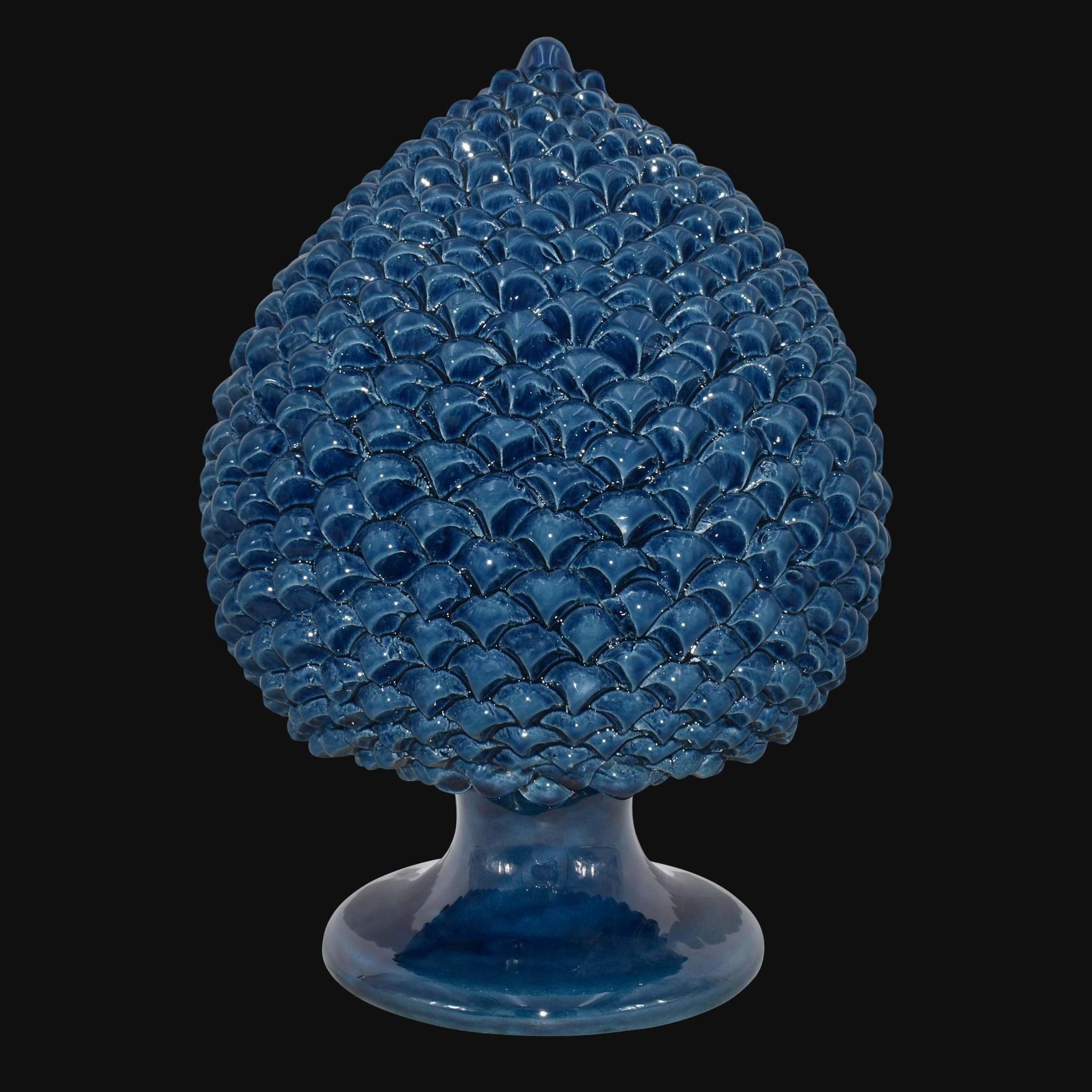 Pigna artigianale di Caltagirone modellata a mano altezza 15/40 cm in blu intenso - Ceramiche di Caltagirone Sofia