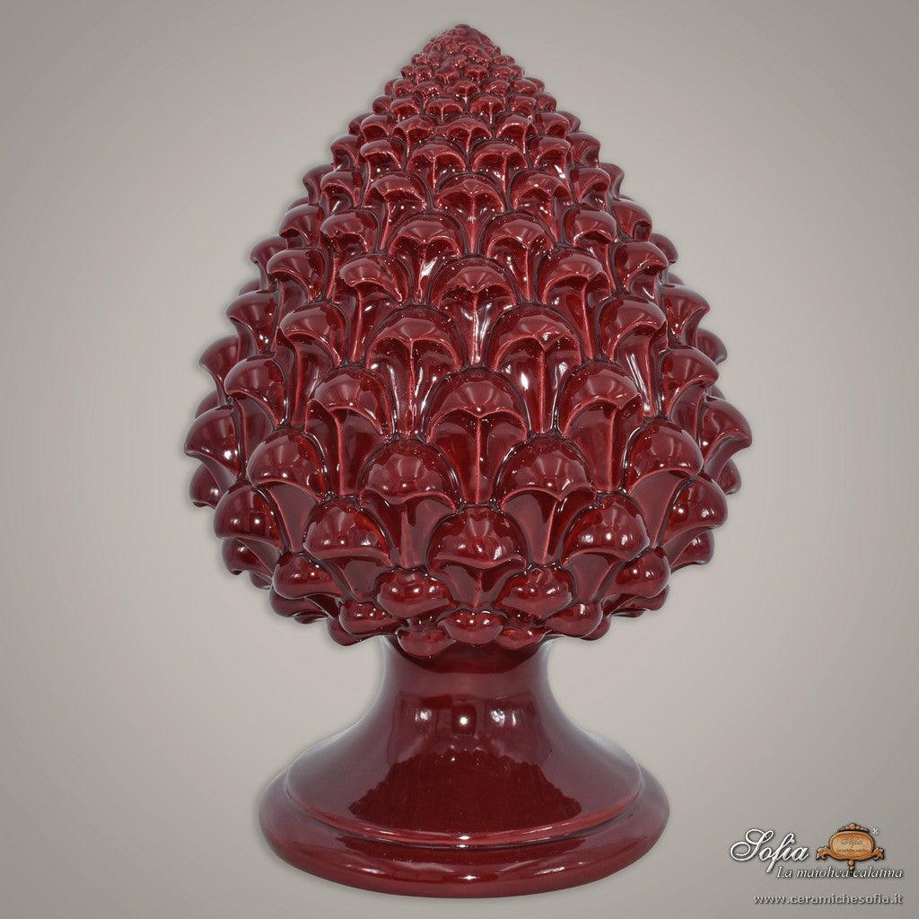 Pigna bordeaux in ceramica di Caltagirone fatti a mano, artigianato artistico Sofia.