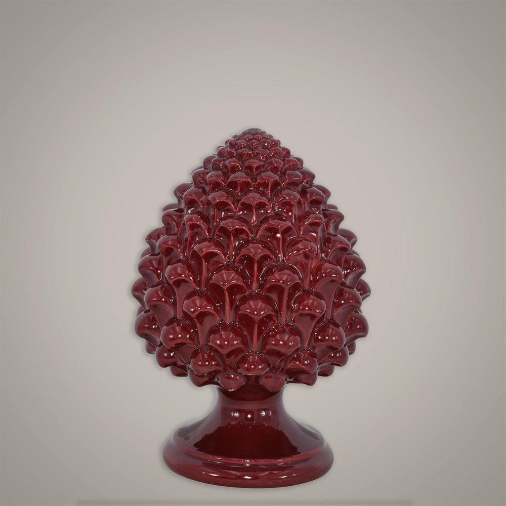 Pigna bordeaux in ceramica di Caltagirone Sofia, semilavorata, ceramiche caltagirone fatti a mano