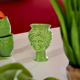 Testa di Moro Bomboniera, Donna, Verde Foglia. Ceramica siciliana di Caltagirone, Sofia