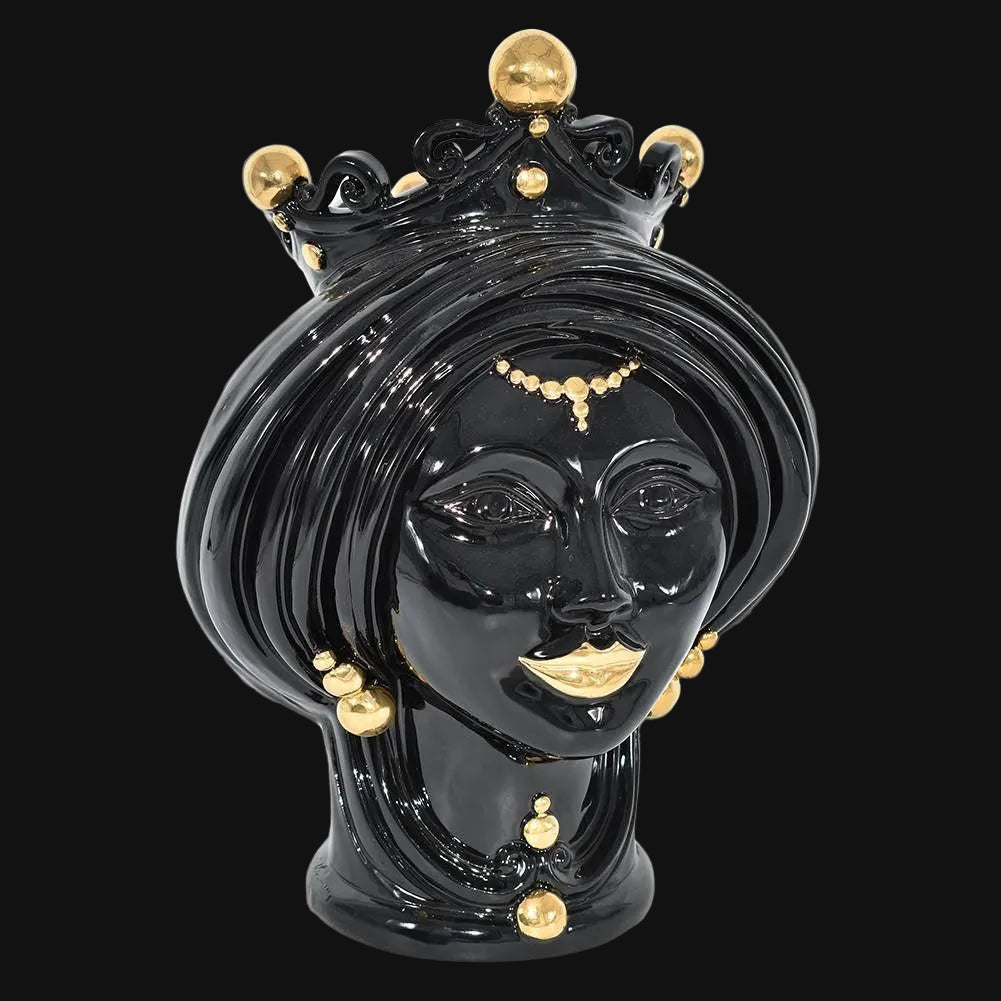 Testa h 30 Black and Gold donna - Teste di moro moderne Sofia Ceramiche - Ceramiche di Caltagirone Sofia