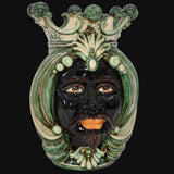 Testa di Moro, Maschio Moro, Mono Verde, smalti e dettagli dorati. Ceramica siciliana di Caltagirone, Sofia