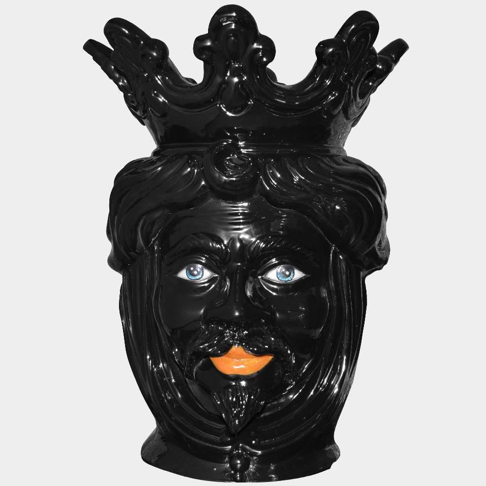 Testa h 40 c/perline black line maschio - Ceramiche di Caltagirone Sofia