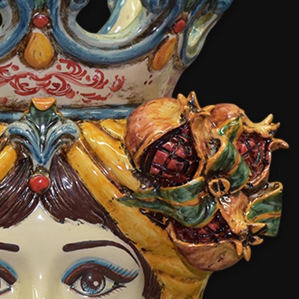 Testa h 40 melograno giallo e arancio donna - Ceramiche di Caltagirone Sofia