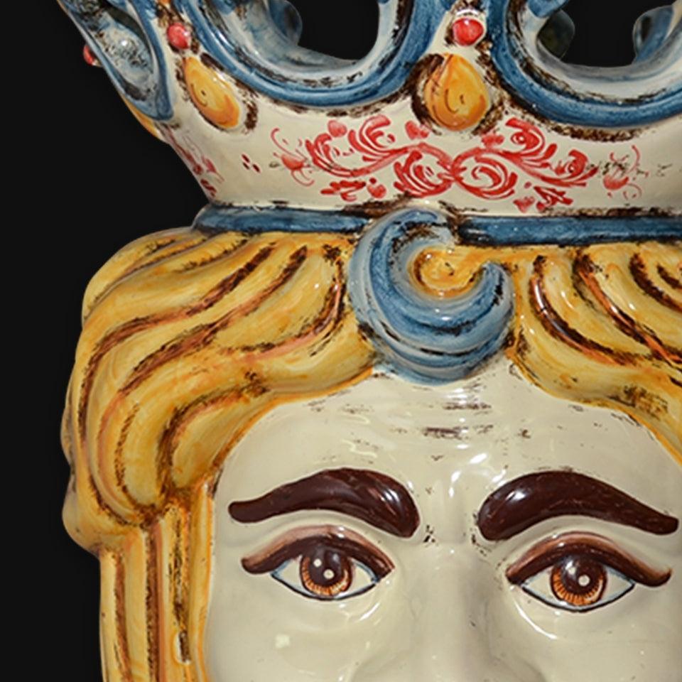 Testa h 40 perline in giallo e arancio maschio bianco - Ceramiche di Caltagirone Sofia