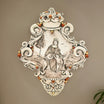 Acquasantiera maxi appl triangolare 35×45 madonna valderice madreperla antichizzato oro e lustri