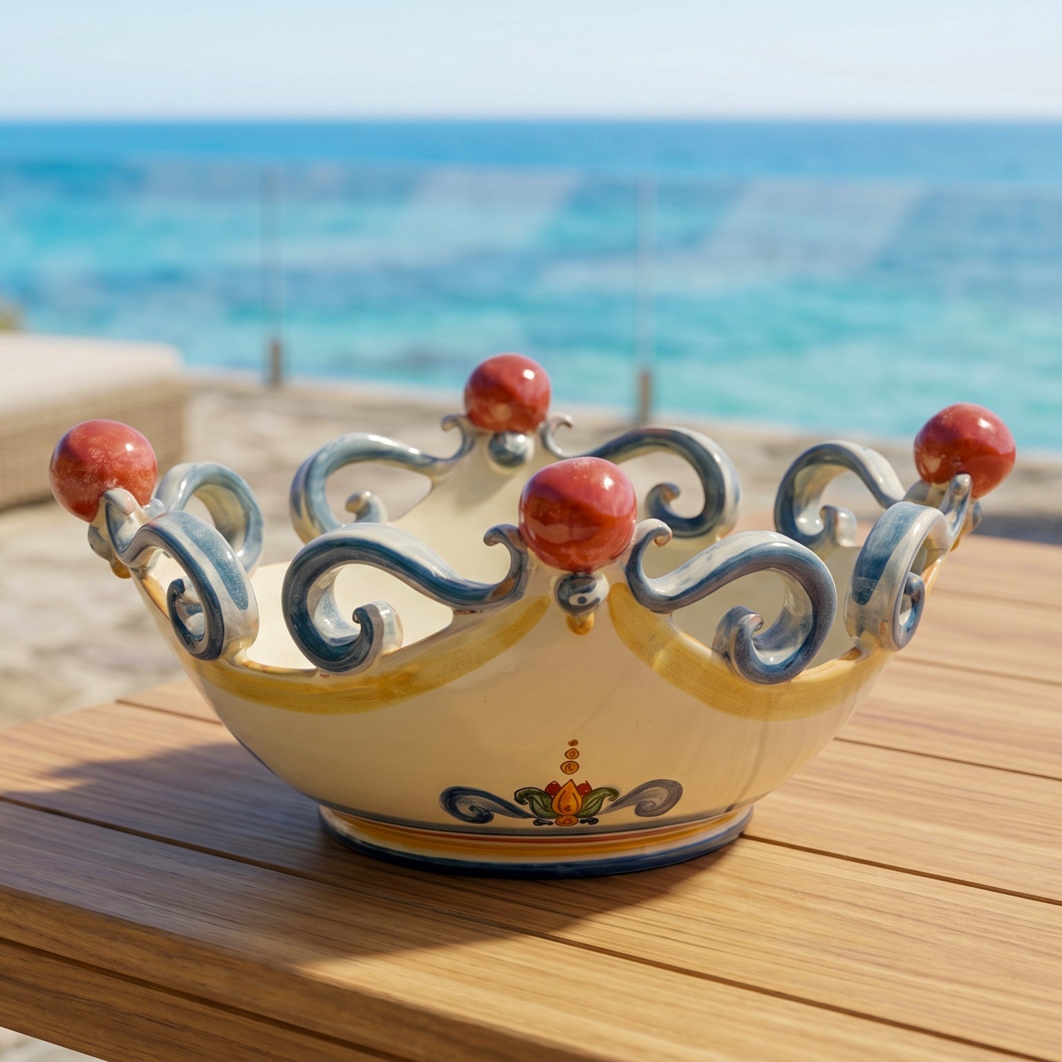 Sicilian Ceramic Centerpiece Ø 25/30 cm / Ø 10-12", Decoro Sicily – Sicilian majolica handcrafted in Caltagirone