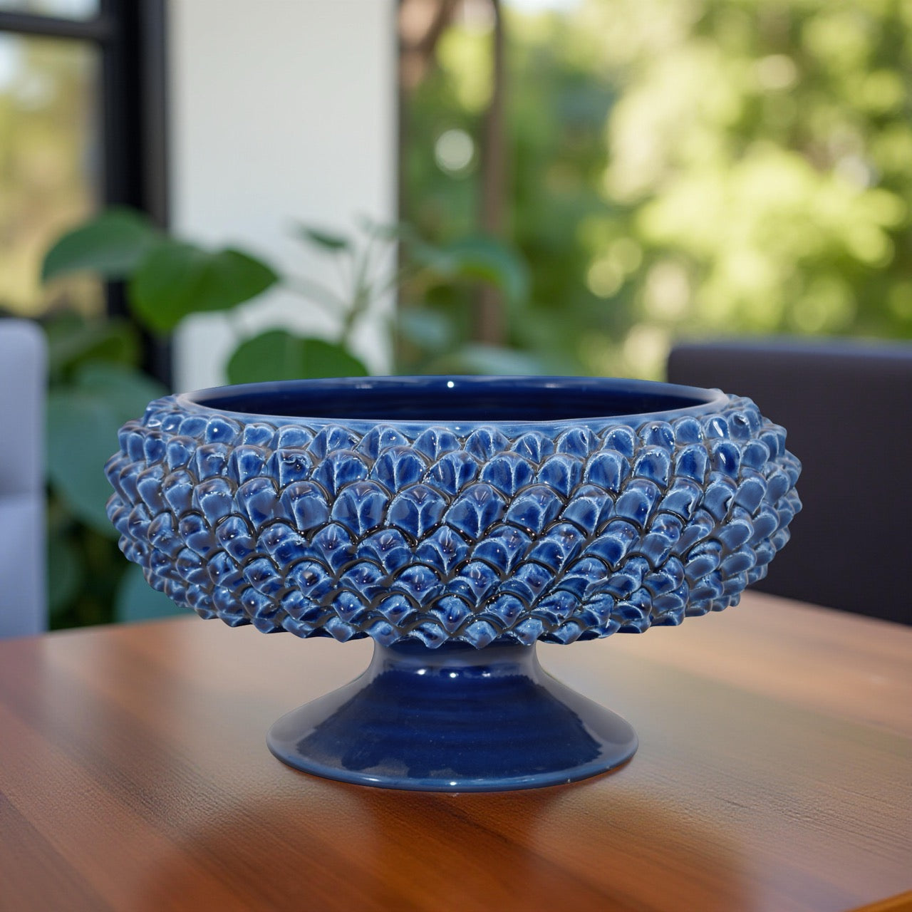 Pinecone stand of Caltagirone modeled by hand - Sicilian modern ceramic